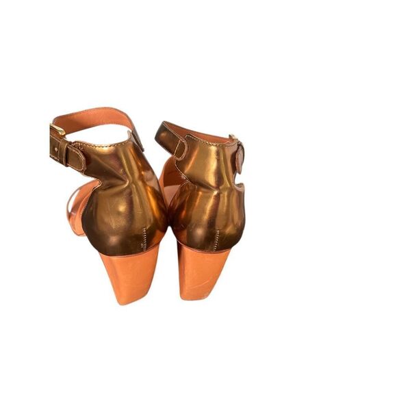 Rebecca Minkoff Stella Leather Wedge Shoes 8.5 Orange / Gold - Picture 8 of 15